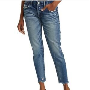 Moussy Vintage Keller Tapered Jeans Raw Hem Size 28